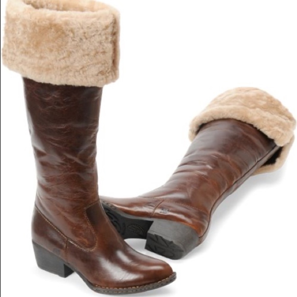 *SOLD* Born Clemens distressed shearling leather boots, 6.5